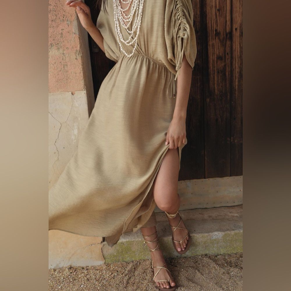ZARA MIDI TUNIC DRESS
LIGHT KHAKI GREEN - Picture 2 of 13